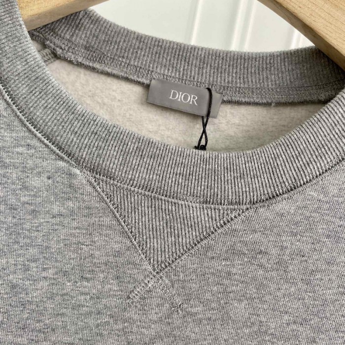 D*or and sacai sweatshirt gray cotton fleece
