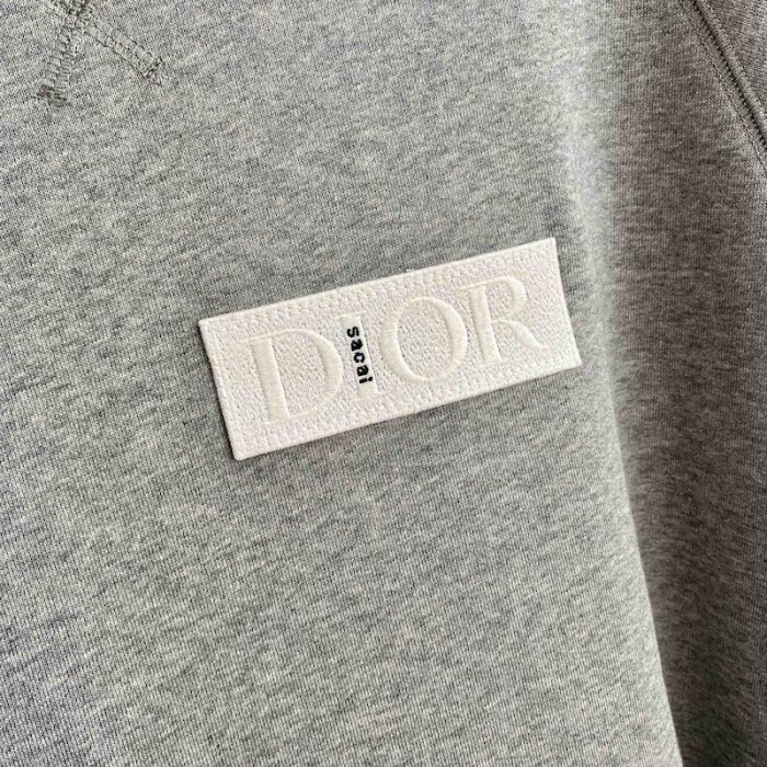 D*or and sacai sweatshirt gray cotton fleece