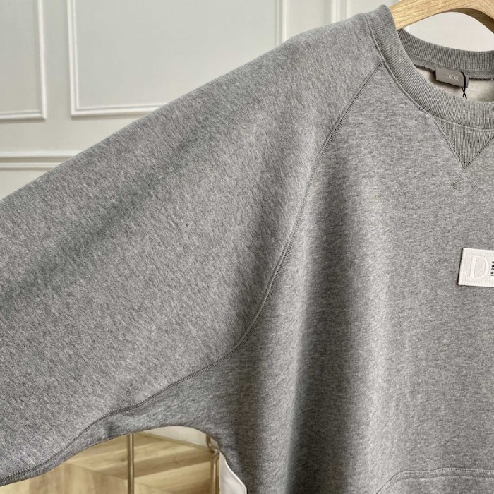D*or and sacai sweatshirt gray cotton fleece