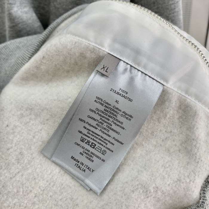 D*or and sacai sweatshirt gray cotton fleece