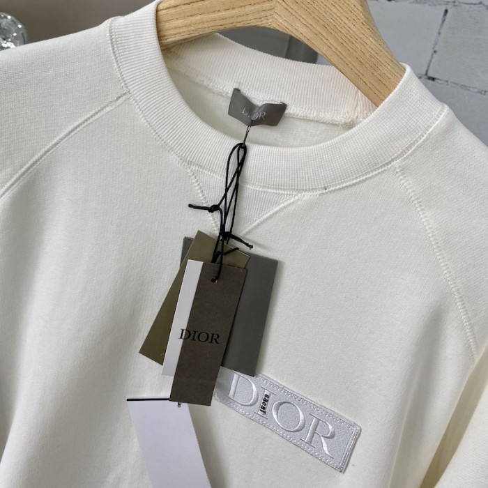 D*or and sacai sweatshirt cream cotton fleece