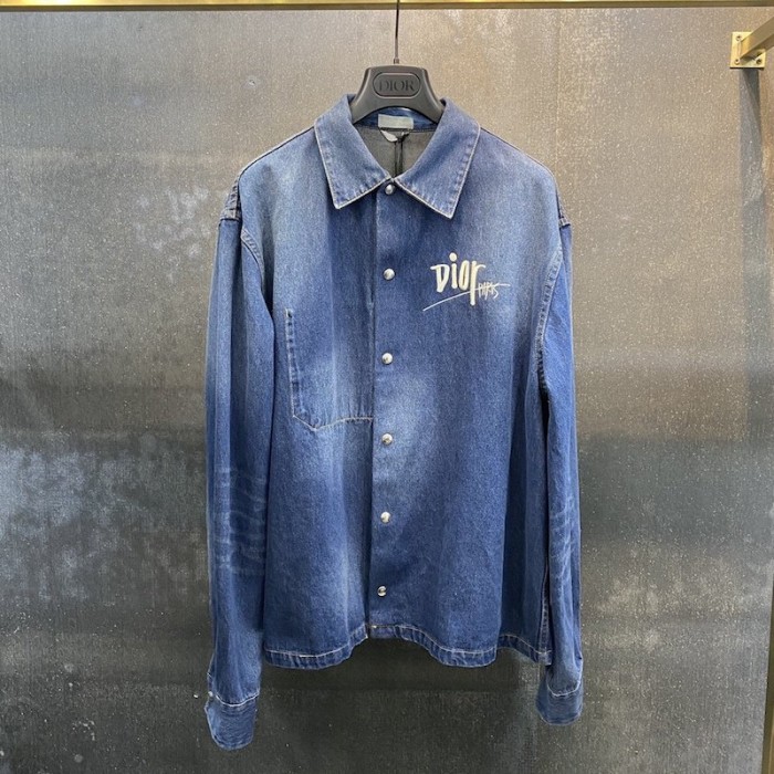 D*or and shawn overshirt blue cotton denim