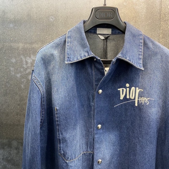 D*or and shawn overshirt blue cotton denim