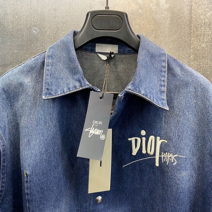 D*or and shawn overshirt blue cotton denim
