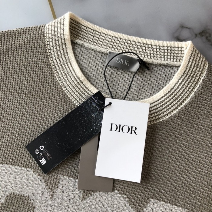 D*or beige cotton-blend tramato knit