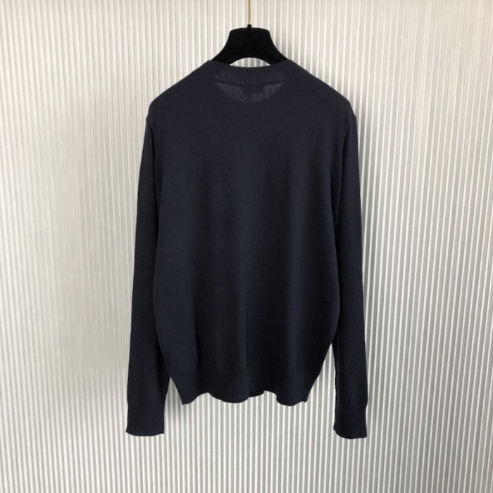D*or bobby sweater navy blue cashmere jacquard