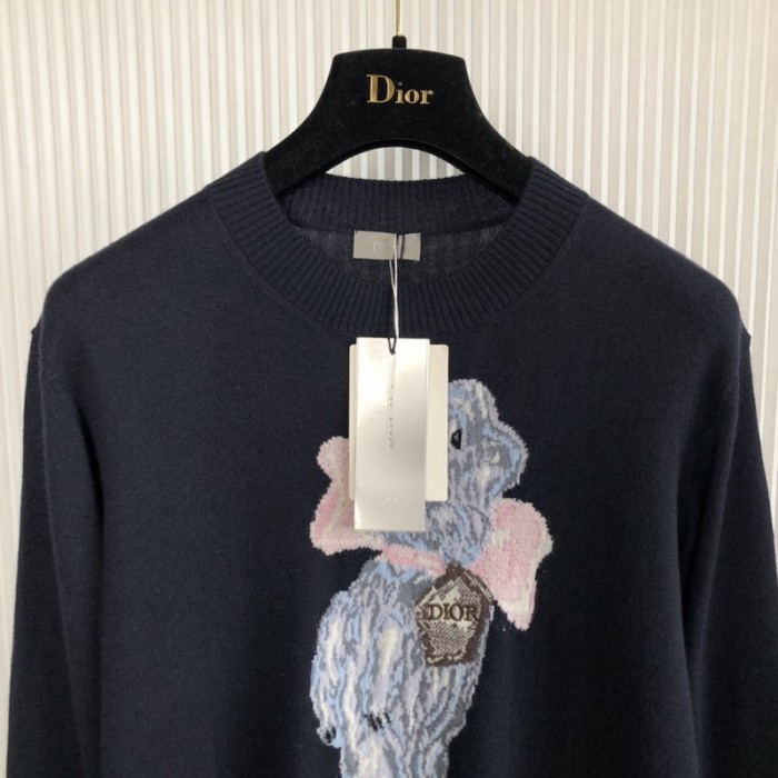 D*or bobby sweater navy blue cashmere jacquard