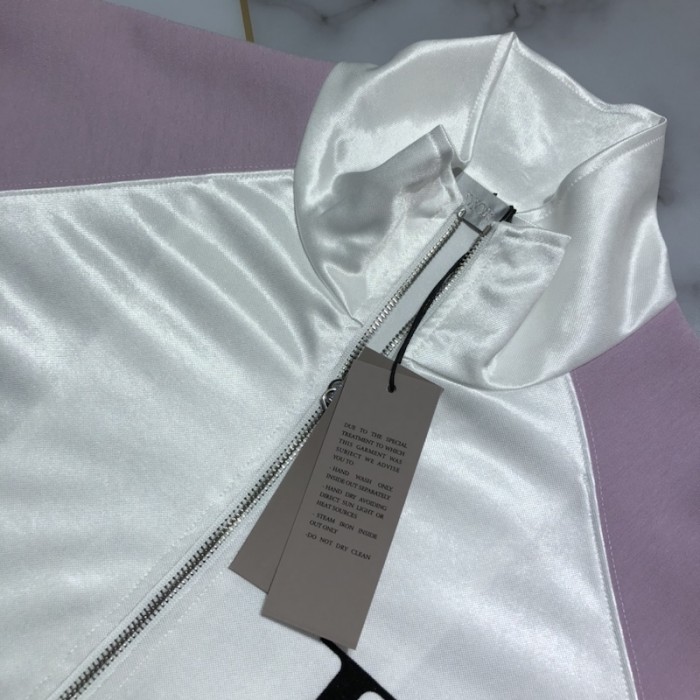 D*or by erl zipped track jacket white and mauve satin-finish technical jersey