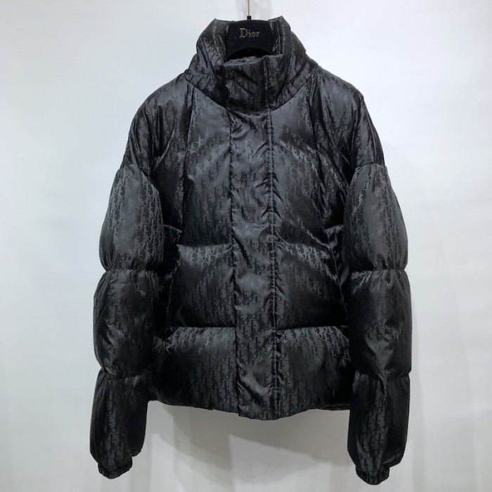 D*or oblique oversized down jacket black technical jacquard