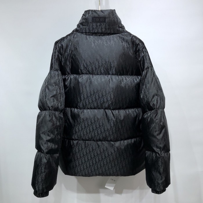 D*or oblique oversized down jacket black technical jacquard