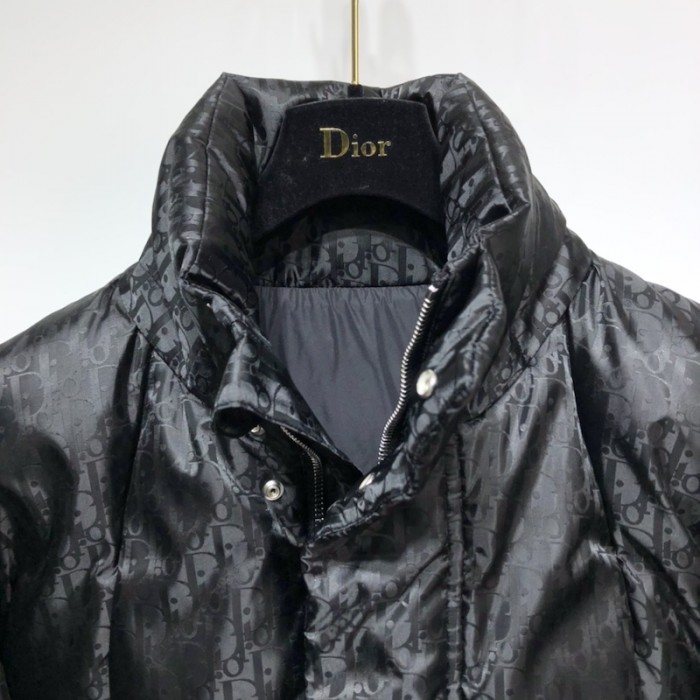 D*or oblique oversized down jacket black technical jacquard