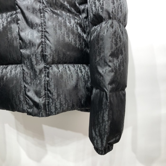D*or oblique oversized down jacket black technical jacquard