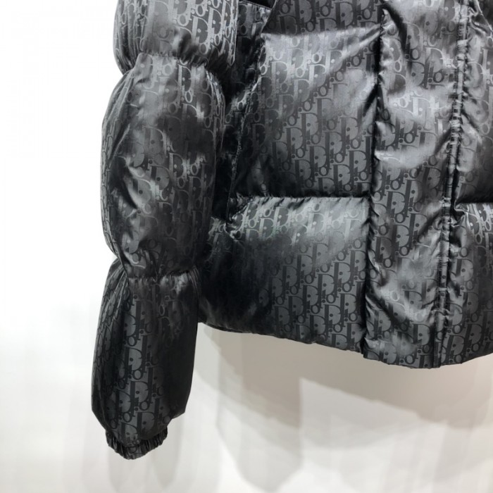 D*or oblique oversized down jacket black technical jacquard