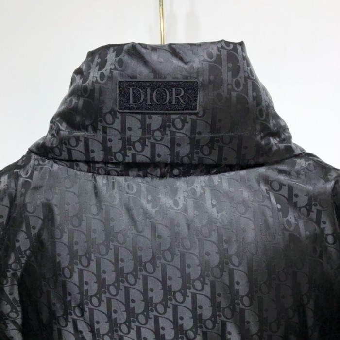 D*or oblique oversized down jacket black technical jacquard
