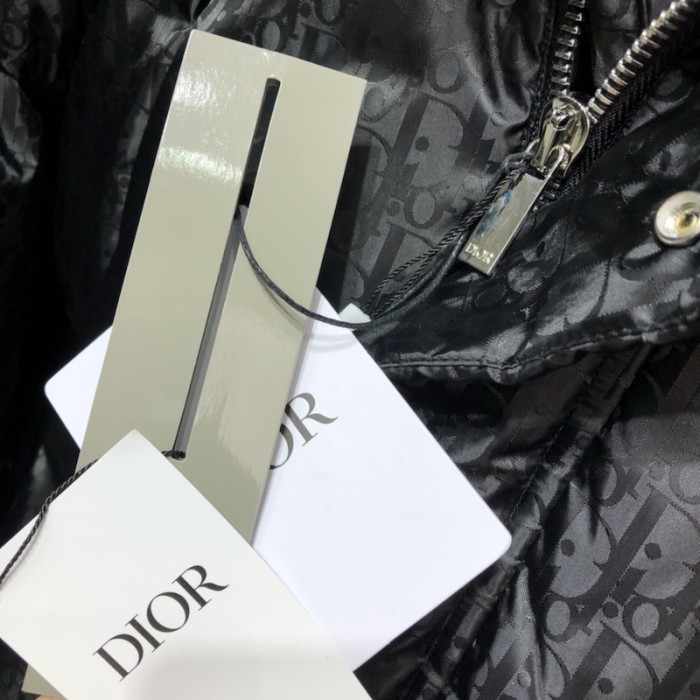 D*or oblique oversized down jacket black technical jacquard