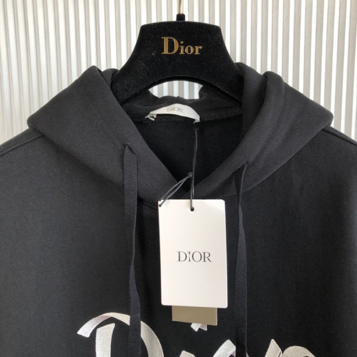 D*or oversized hooded sweatshirt black organic cotton fleece