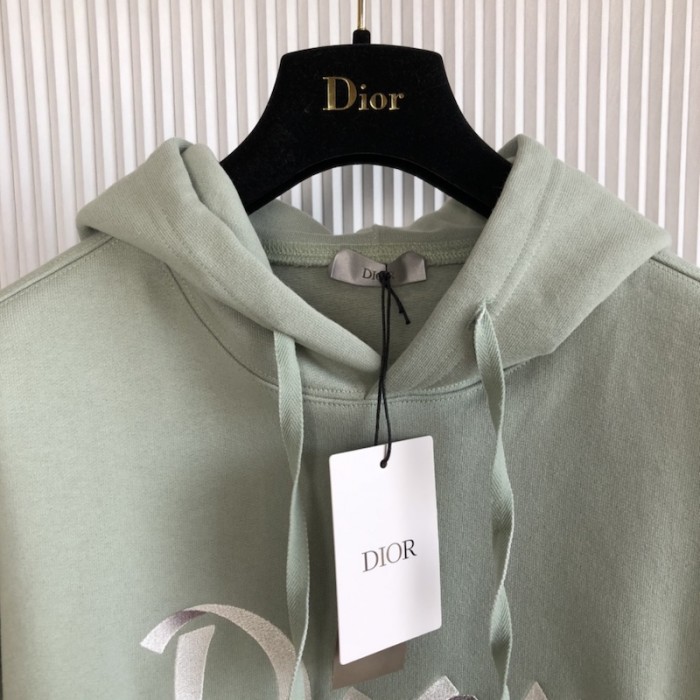 D*or oversized hooded sweatshirt light green organic cotton fleece