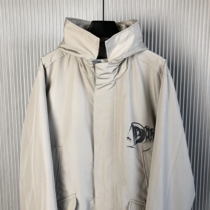 D*or hooded parka gray technical cotton ottoman