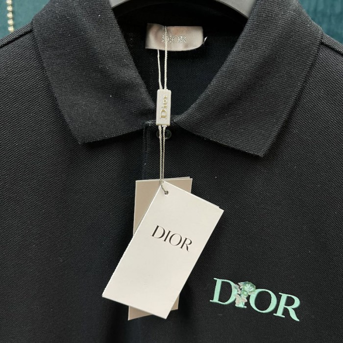 D*or jardin polo shirt black cotton