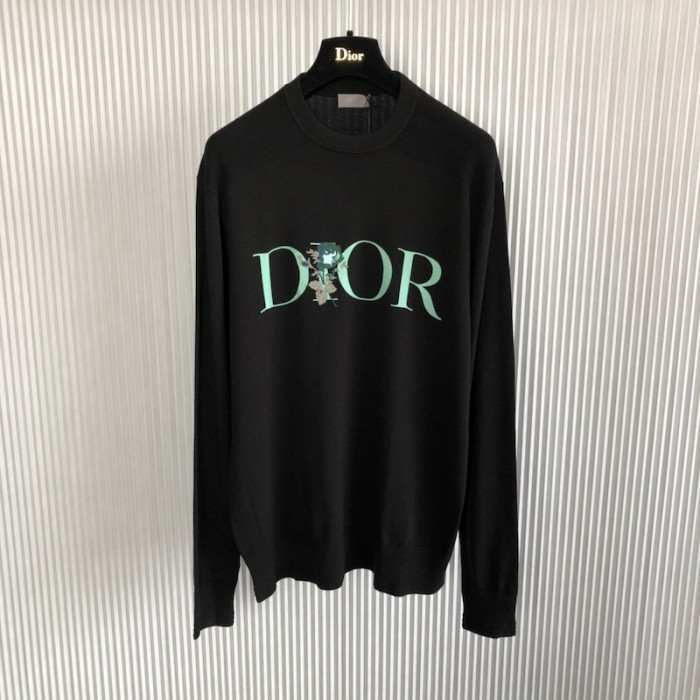 D*or jardin sweater black silk and cotton jersey stitch knit