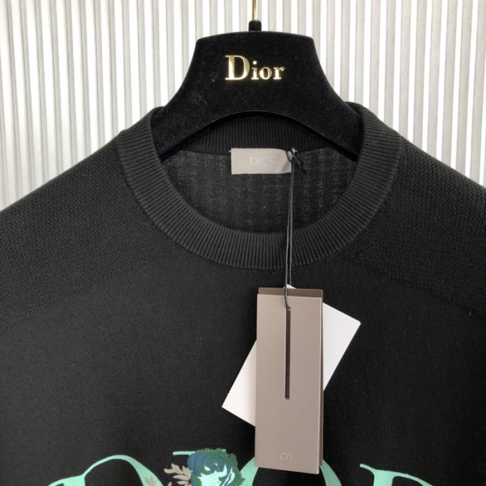 D*or jardin sweater black silk and cotton jersey stitch knit