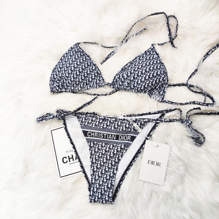 D*or oblique bikini swimsuit blue
