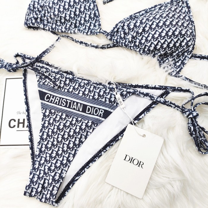 D*or oblique bikini swimsuit blue