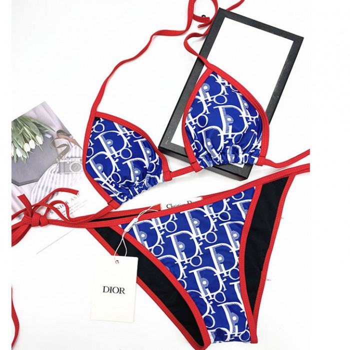 D*or oblique bikini swimsuit blue / red