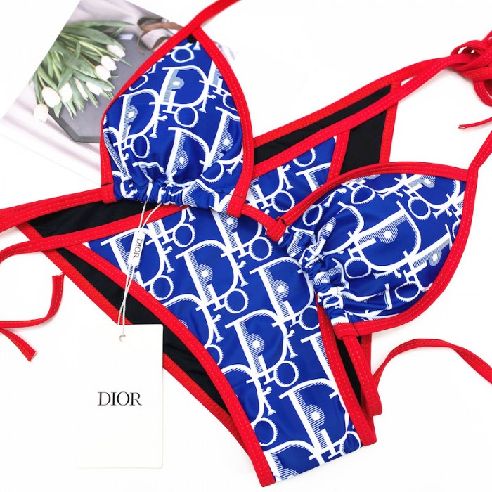 D*or oblique bikini swimsuit blue / red