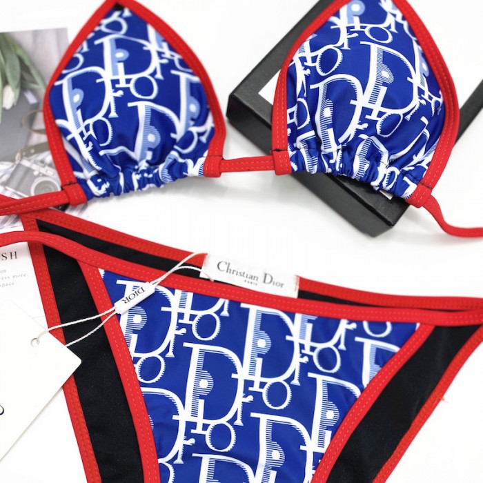 D*or oblique bikini swimsuit blue / red