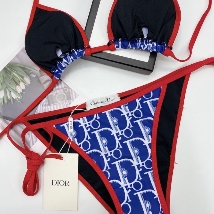 D*or oblique bikini swimsuit blue / red