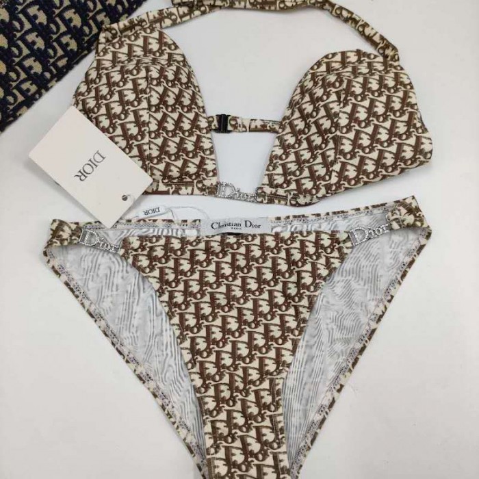 D*or oblique bikini swimsuit grey