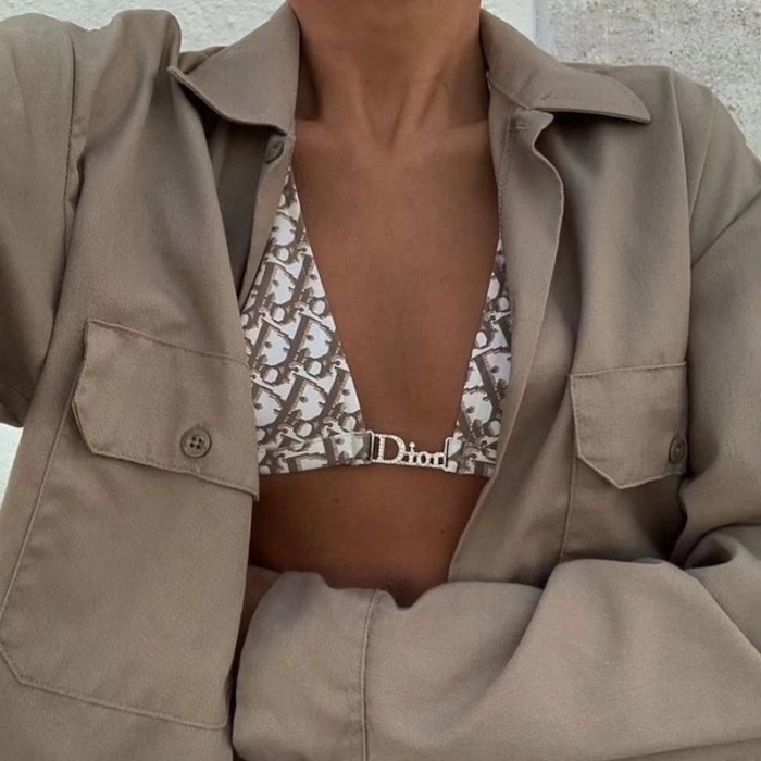 D*or oblique bikini swimsuit grey