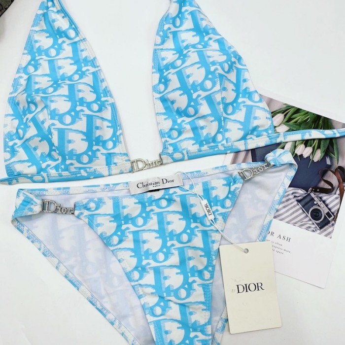 D*or oblique bikini swimsuit light blue