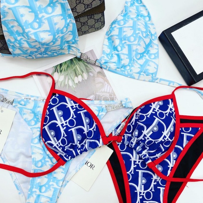 D*or oblique bikini swimsuit light blue