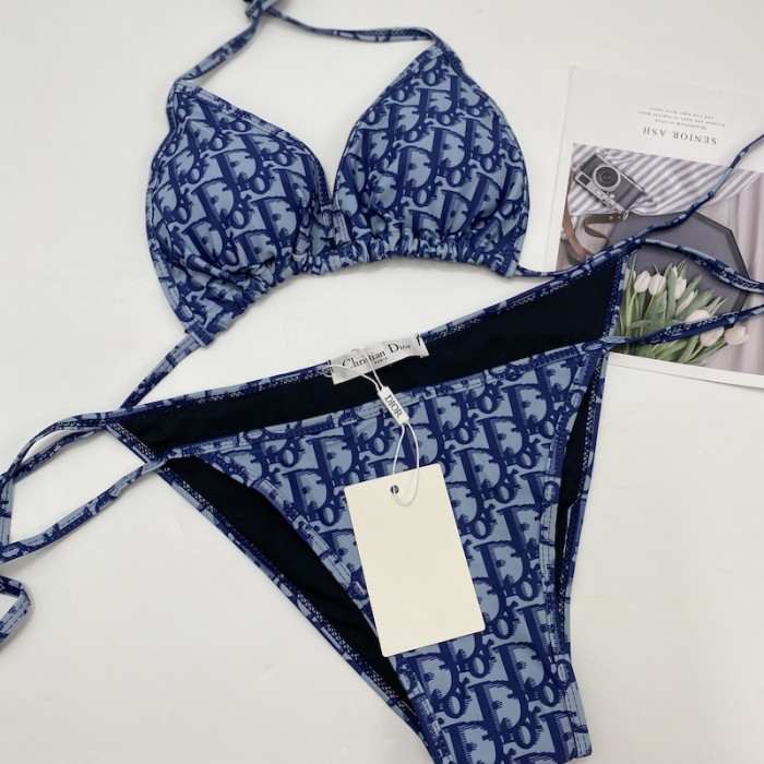 D*or oblique bikini swimsuit blue