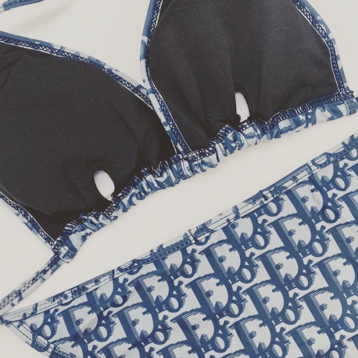 D*or oblique bikini swimsuit blue