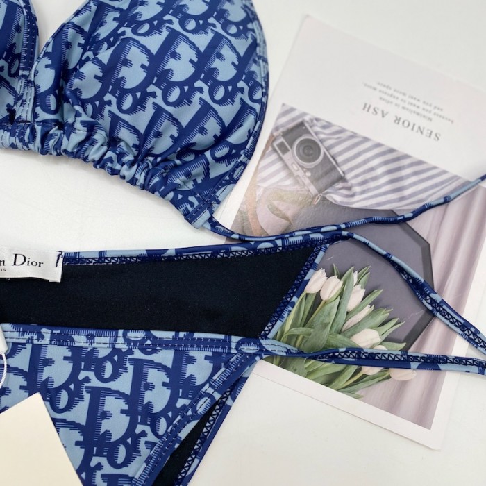 D*or oblique bikini swimsuit blue