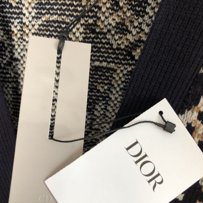 D*or oblique cardigan navy blue wool jacquard