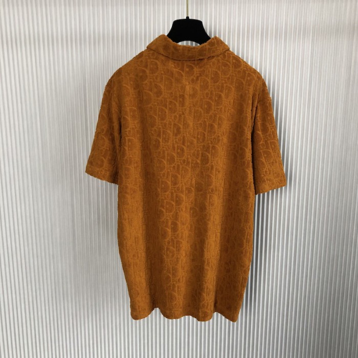 oversized D*or oblique polo shirt orange terry cotton jacquard
