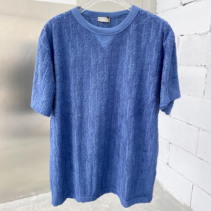 D*or oblique t-shirt blue terry cotton jacquard