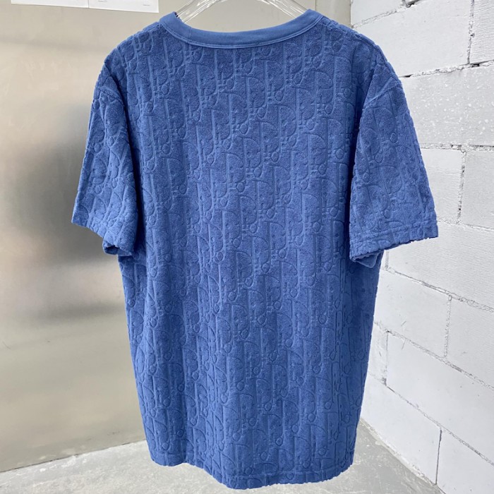 D*or oblique t-shirt blue terry cotton jacquard