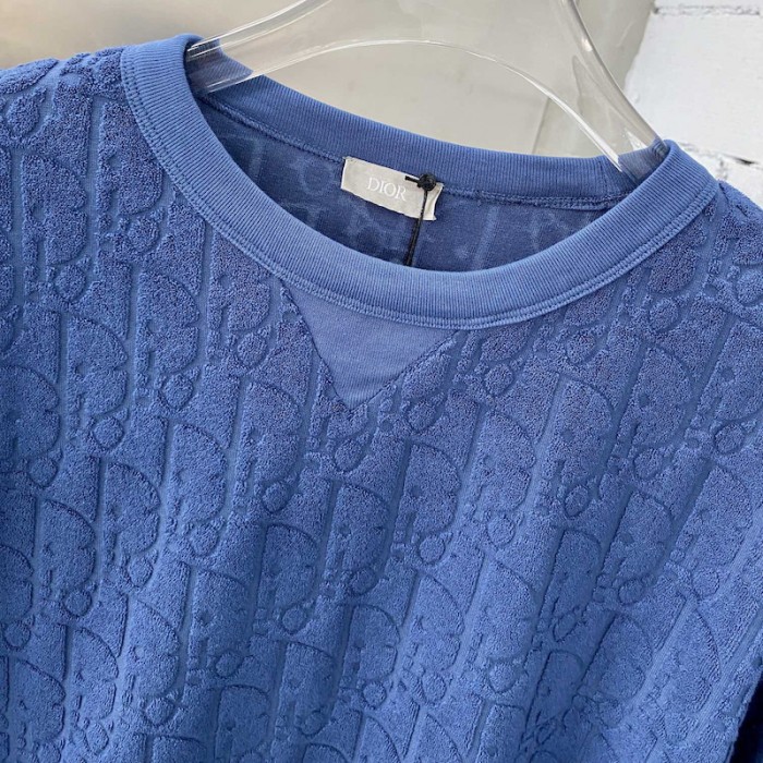 D*or oblique t-shirt blue terry cotton jacquard