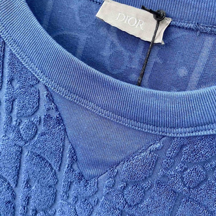 D*or oblique t-shirt blue terry cotton jacquard