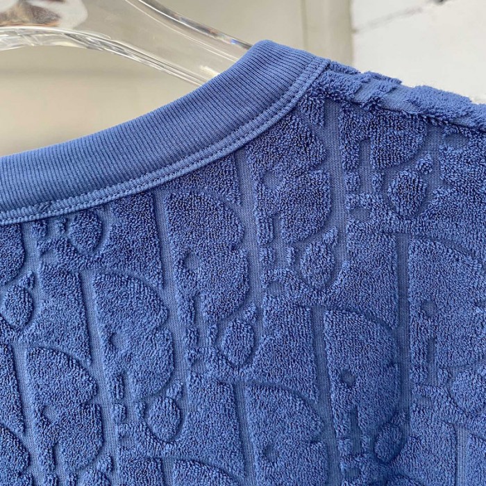 D*or oblique t-shirt blue terry cotton jacquard