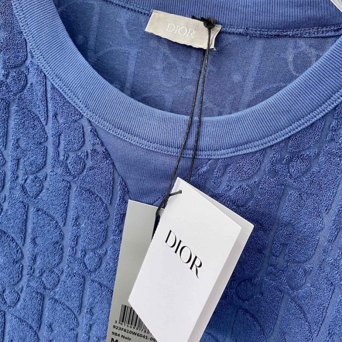 D*or oblique t-shirt blue terry cotton jacquard