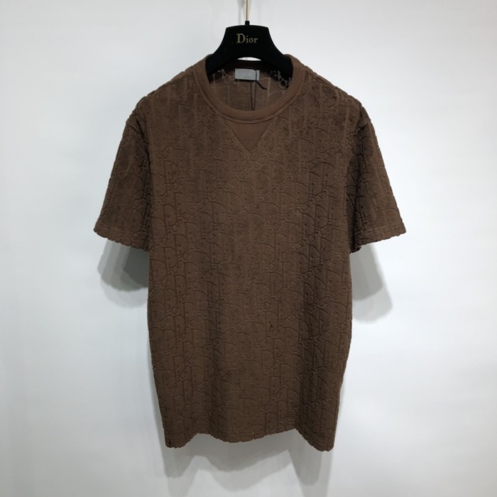 D*or oblique t-shirt brown terry cotton jacquard