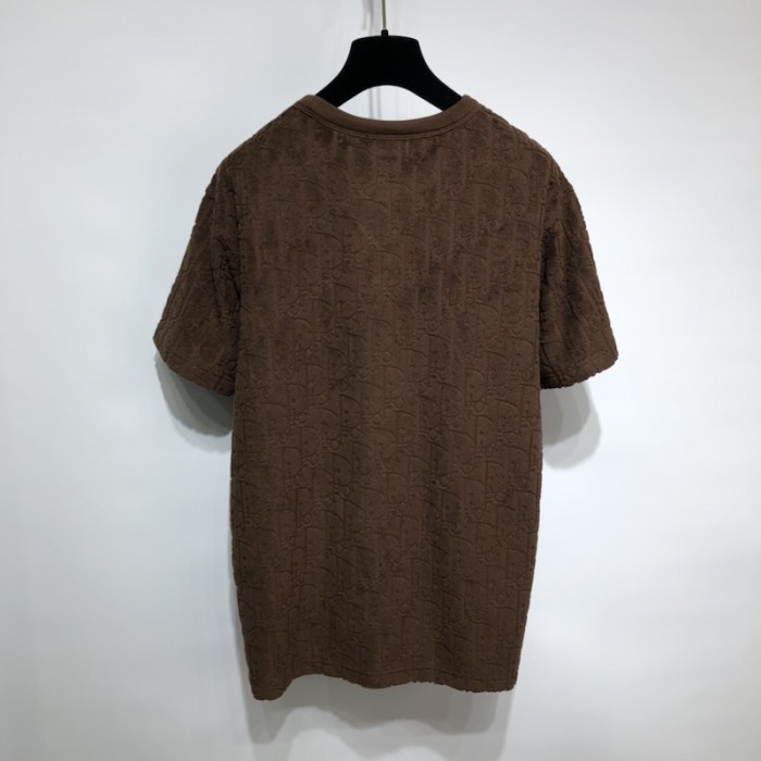 D*or oblique t-shirt brown terry cotton jacquard