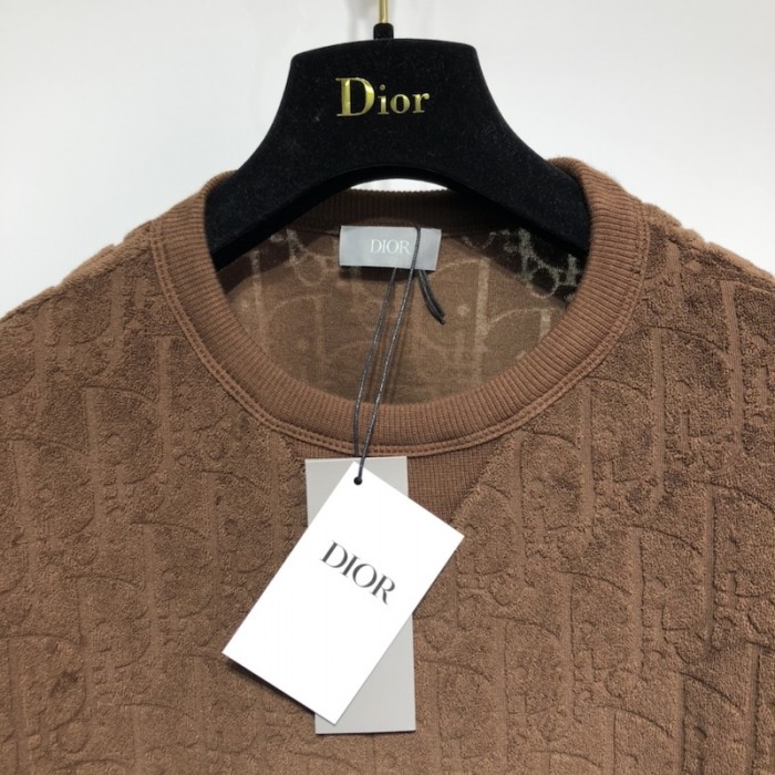 D*or oblique t-shirt brown terry cotton jacquard