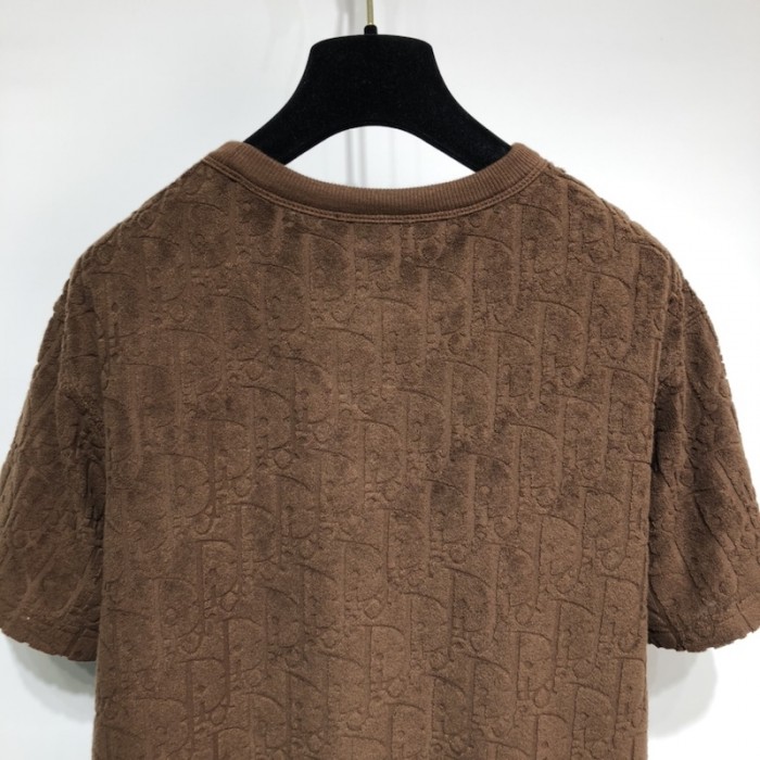 D*or oblique t-shirt brown terry cotton jacquard